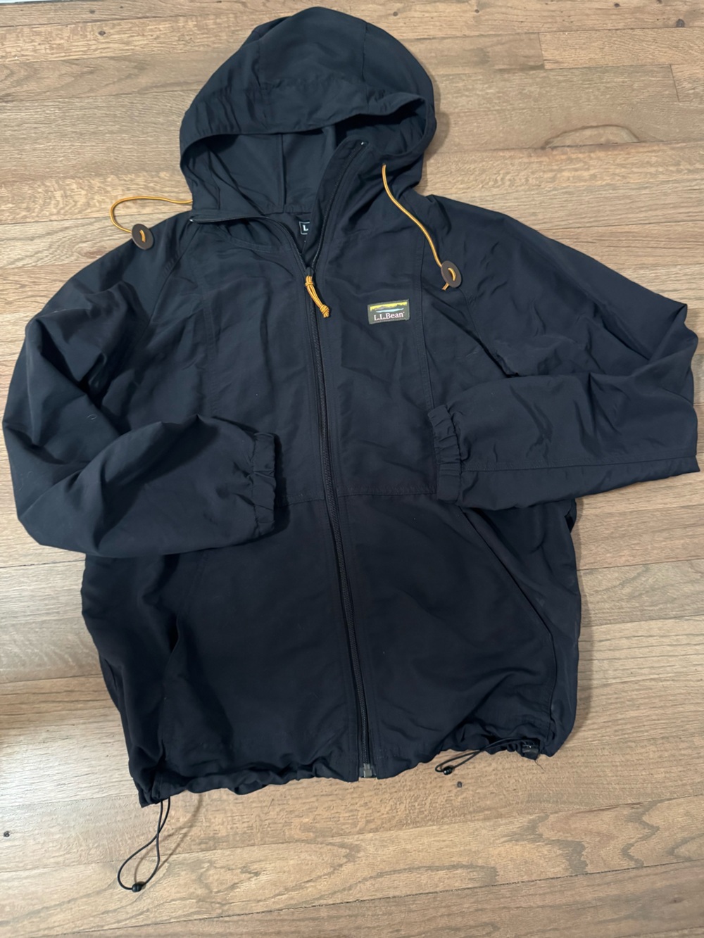 Black LL Bean Windbreaker Hooded Zip Up